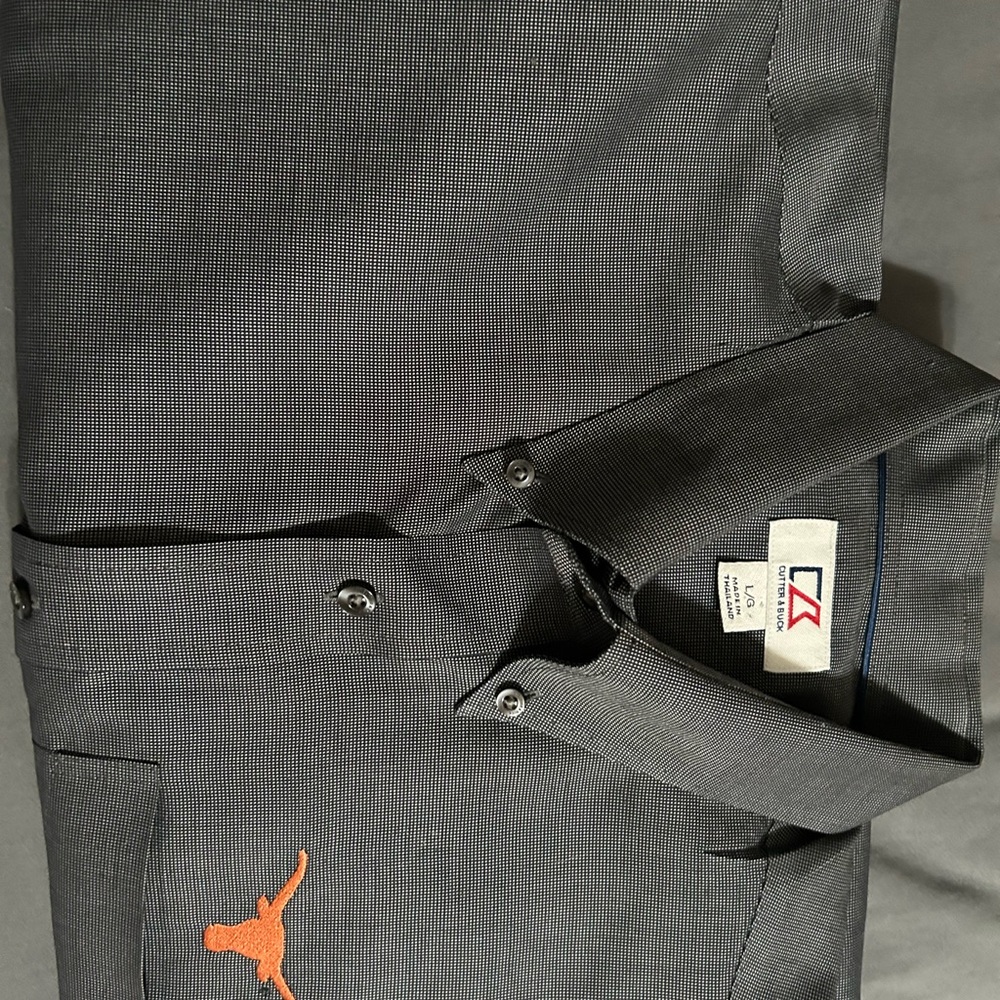 Cutter & Buck Gray Button Down Shirt with Orange Logo